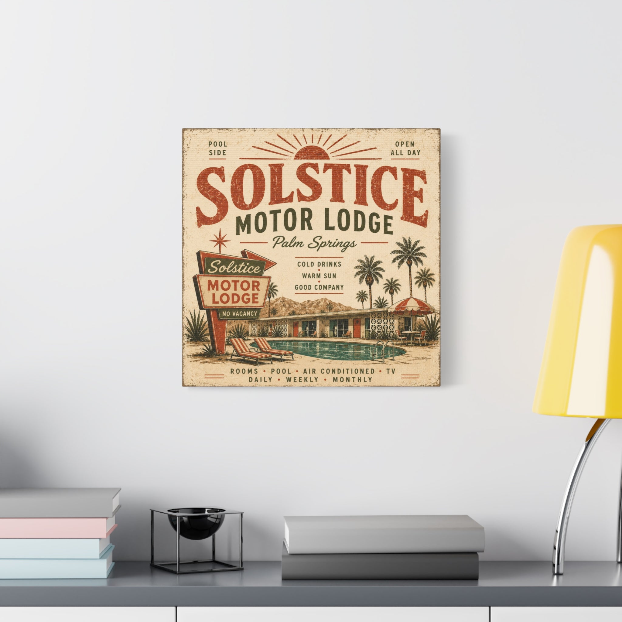 Solstice Motor Lodge Vintage Palm Springs Canvas Wall Art - Creations by Chris and Carlos