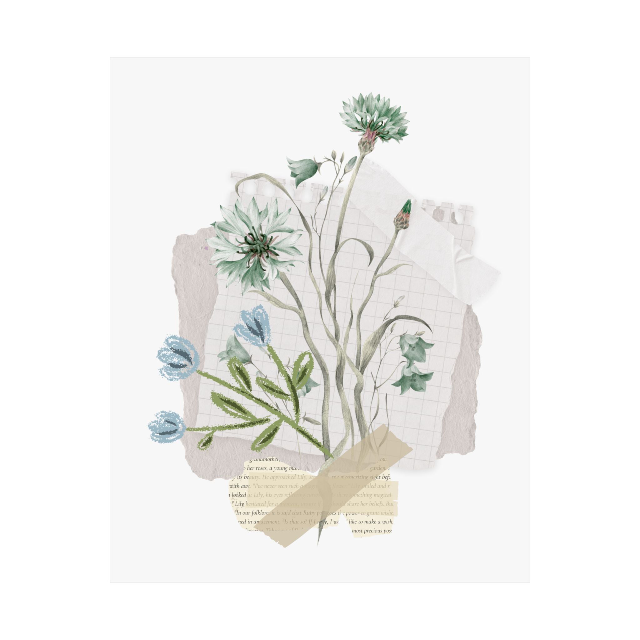 Briarwood Garden Botanical Collage Matte Poster — Vintage Wildflower Art Print (Vertical) - Creations by Chris and Carlos