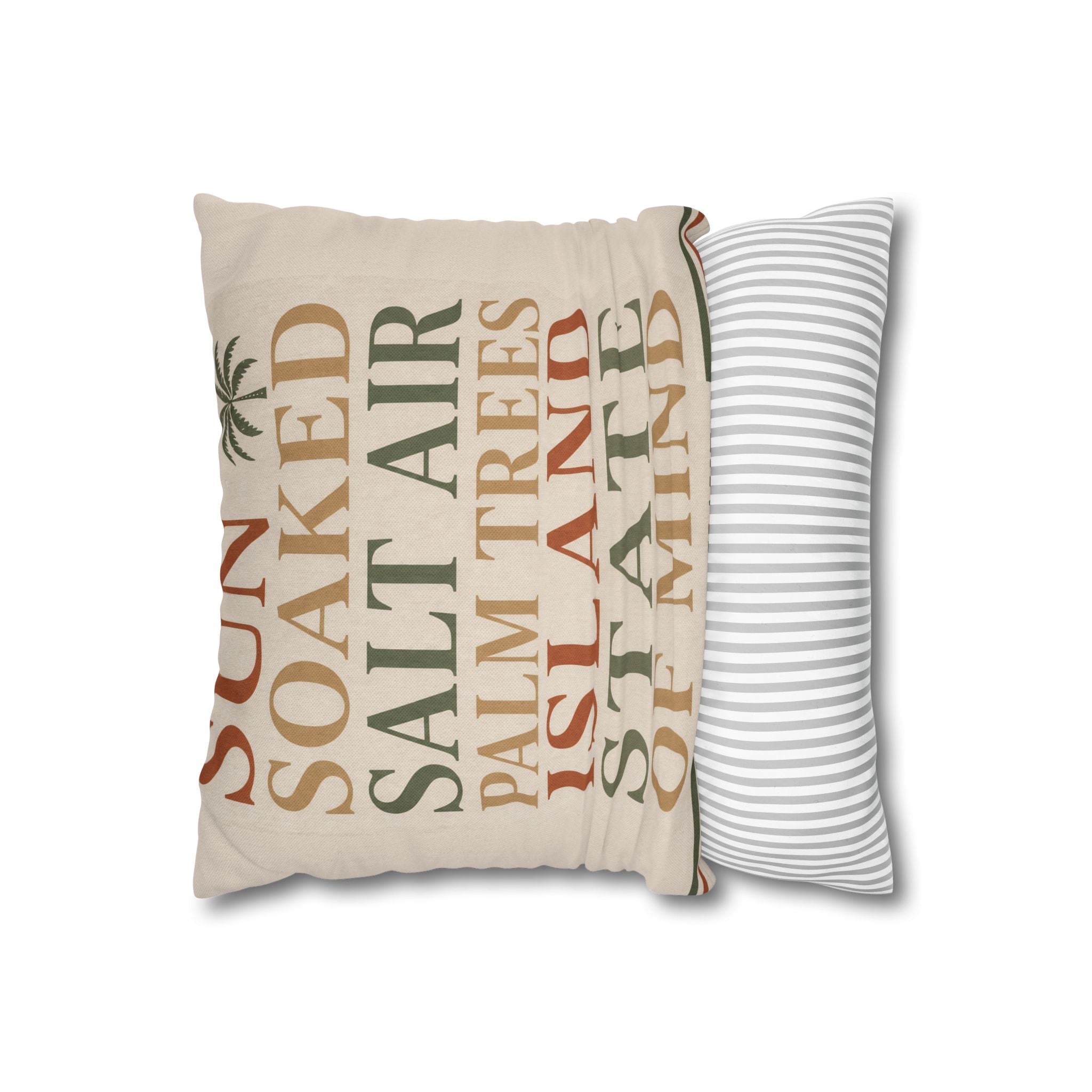 Island State of Mind Throw Pillowcase — Sun Soaked Salt Air Palm Trees Decorative Cover - Creations by Chris and Carlos