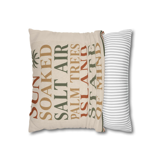 Island State of Mind Throw Pillowcase — Sun Soaked Salt Air Palm Trees Decorative Cover - Creations by Chris and Carlos