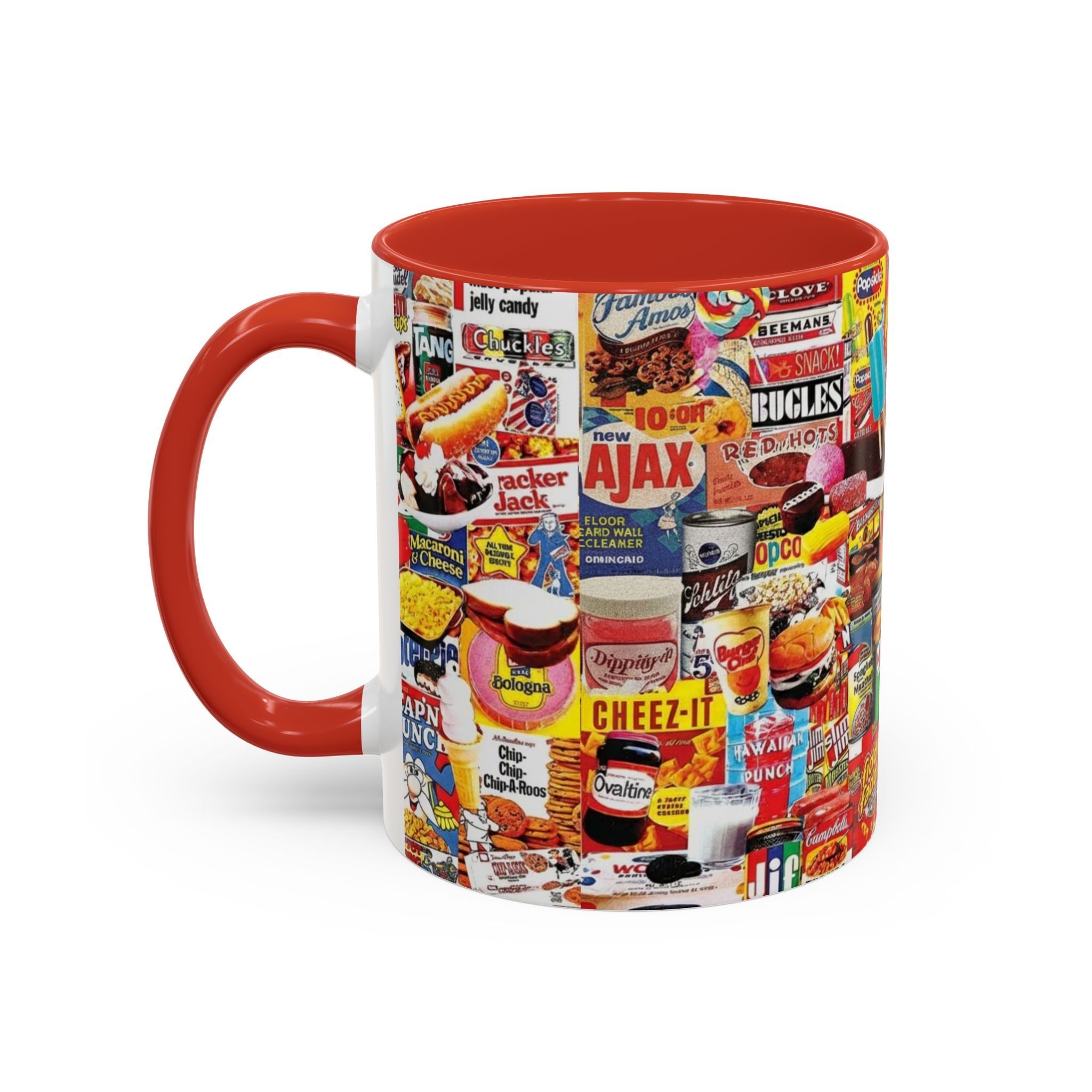 Retro Snack Collage Mug — Vintage Candy & Cereal Packaging Accent Coffee Mug - Creations by Chris and Carlos