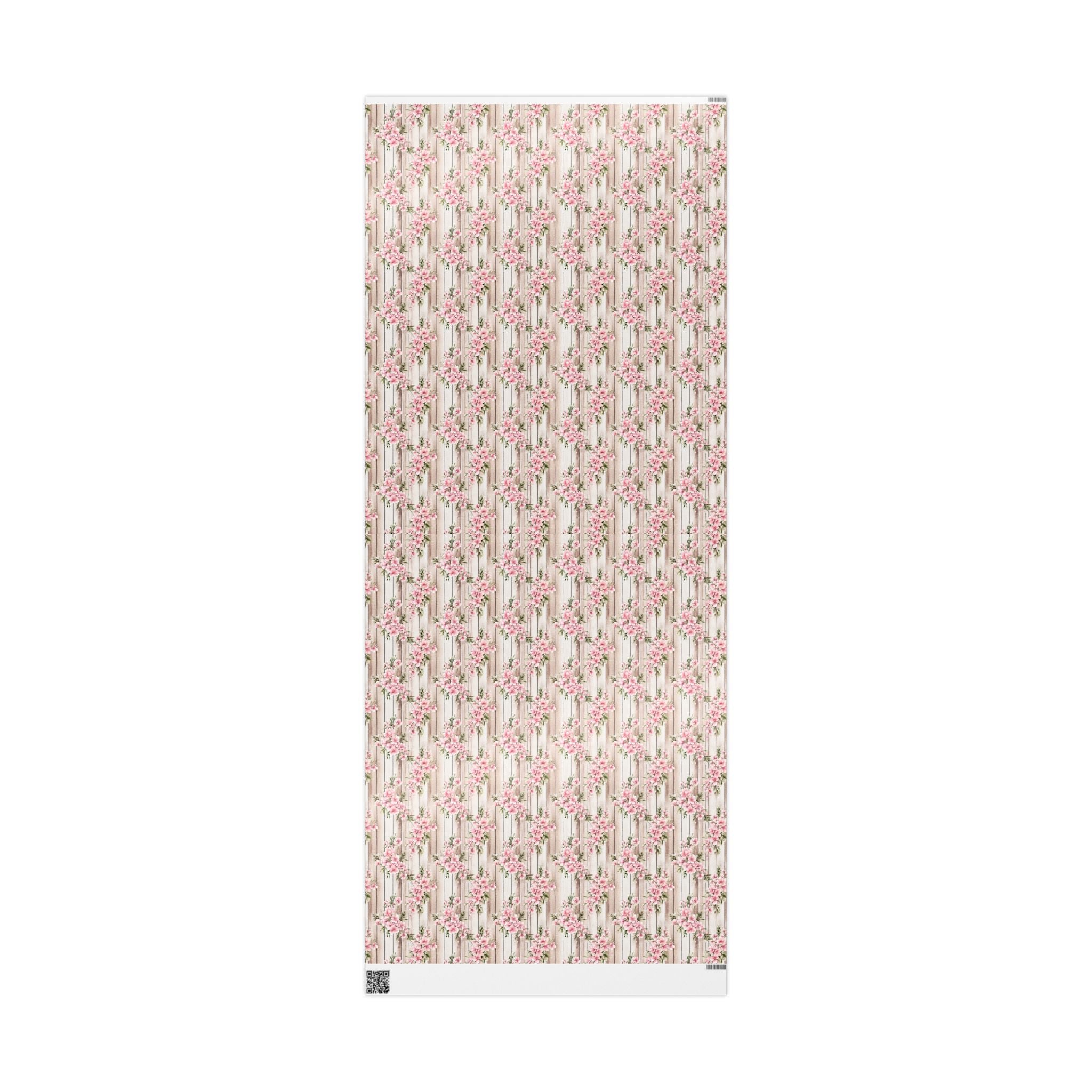 Easter Floral Woodgrain Wrapping Paper Roll — Pink Cherry Blossom Gift Wrap - Creations by Chris and Carlos