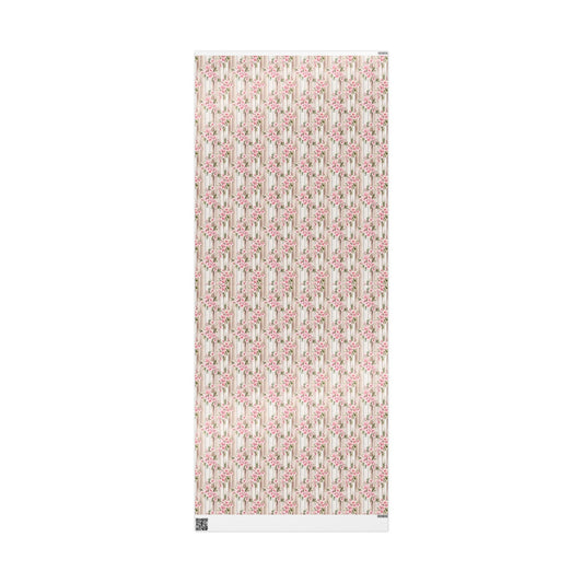 Easter Floral Woodgrain Wrapping Paper Roll — Pink Cherry Blossom Gift Wrap - Creations by Chris and Carlos