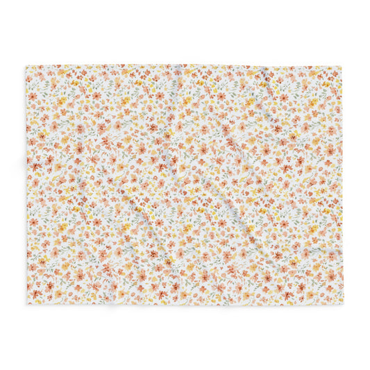 The Artisanal Flora Gallery Floral Fleece Blanket — Delicate Autumn Wildflower Throw - Creations by Chris and Carlos