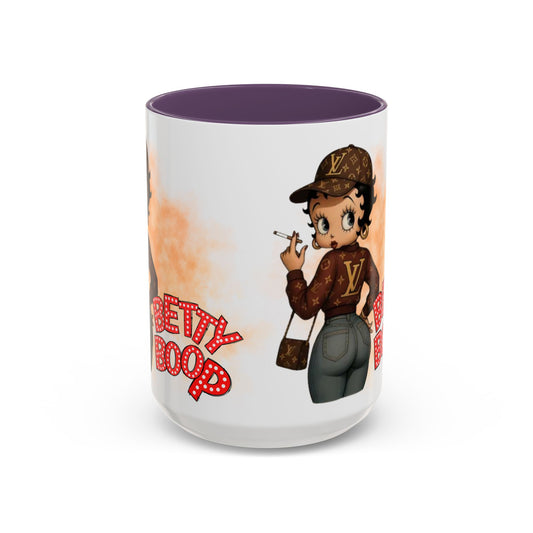 Accent Coffee Mug — Retro Pin-Up Character with 'Betty Boop' Text - Creations by Chris and Carlos