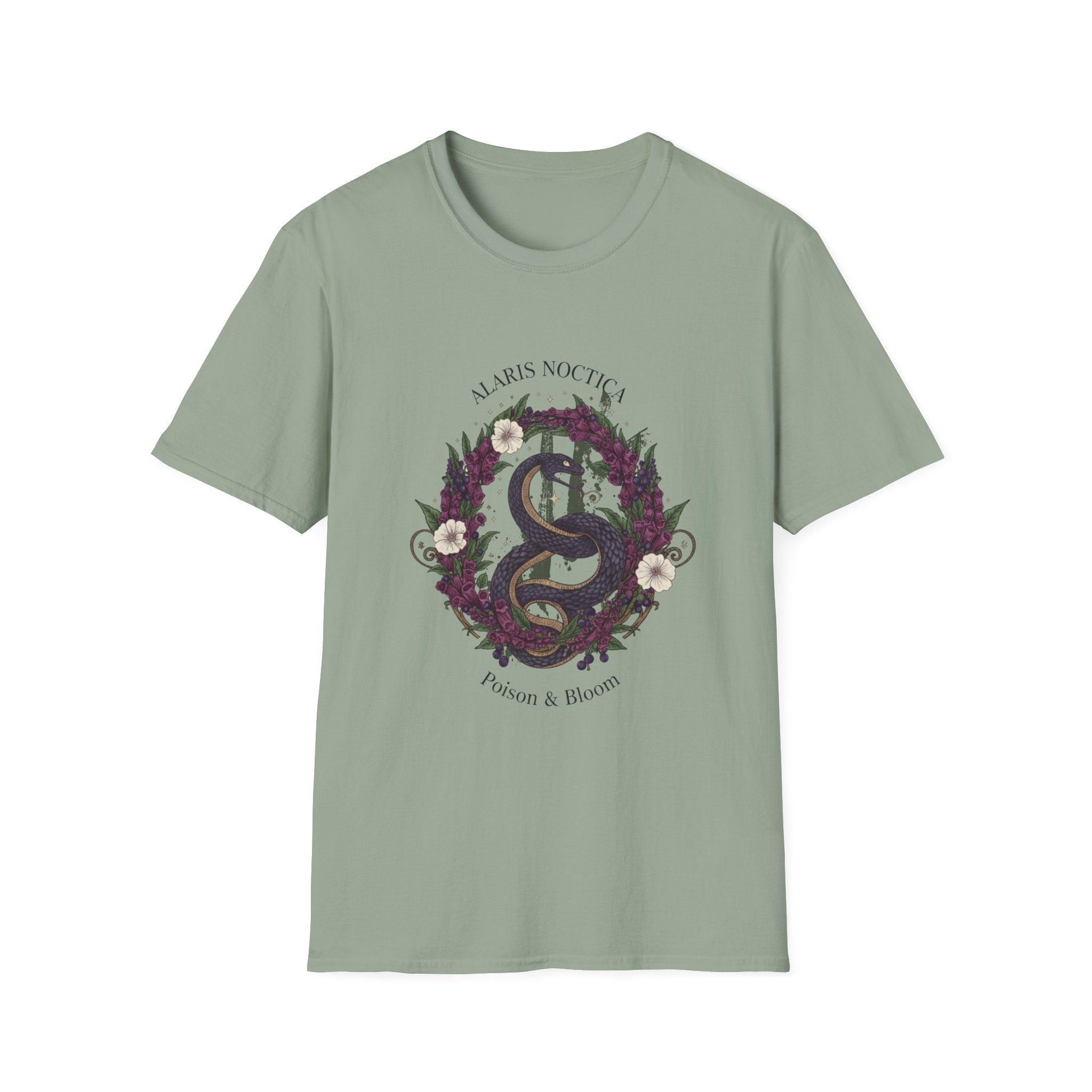 Snake & Wreath Graphic T-Shirt — 'Alarm's Nothing' Floral Gothic Tee - Creations by Chris and Carlos