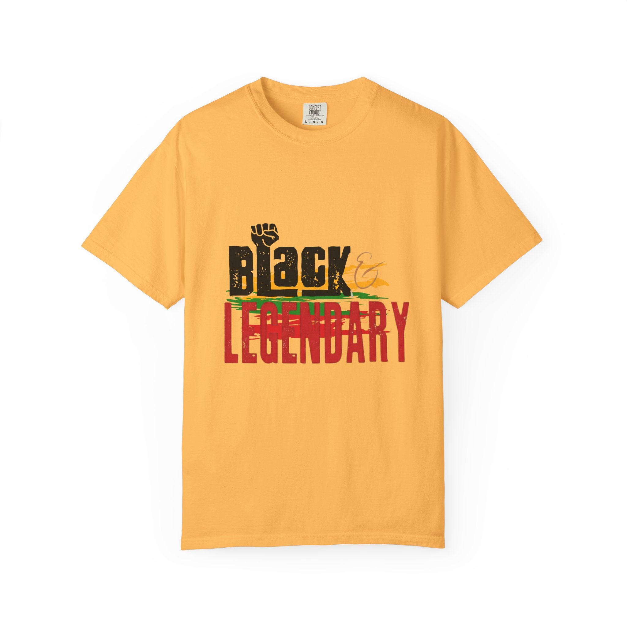 Black History Month- Legendary T‑Shirt "Black Is Legendary" Graphic Tee (Pan-African Colors) - Creations by Chris and Carlos