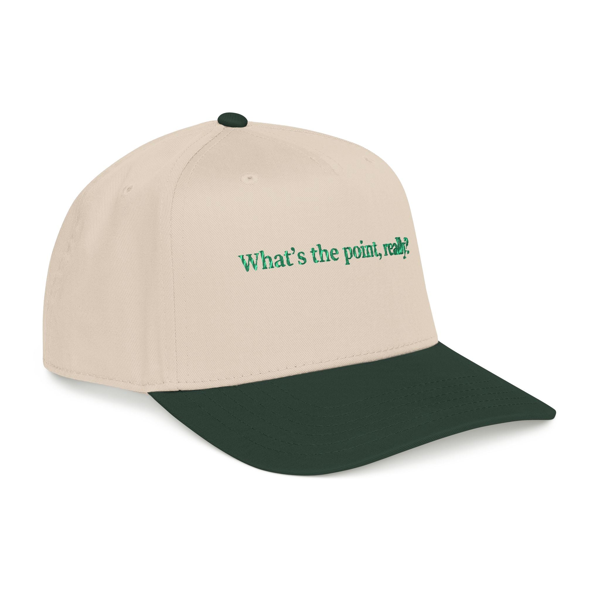 Embroidered 'What's the point, really?' Baseball Cap - Creations by Chris and Carlos
