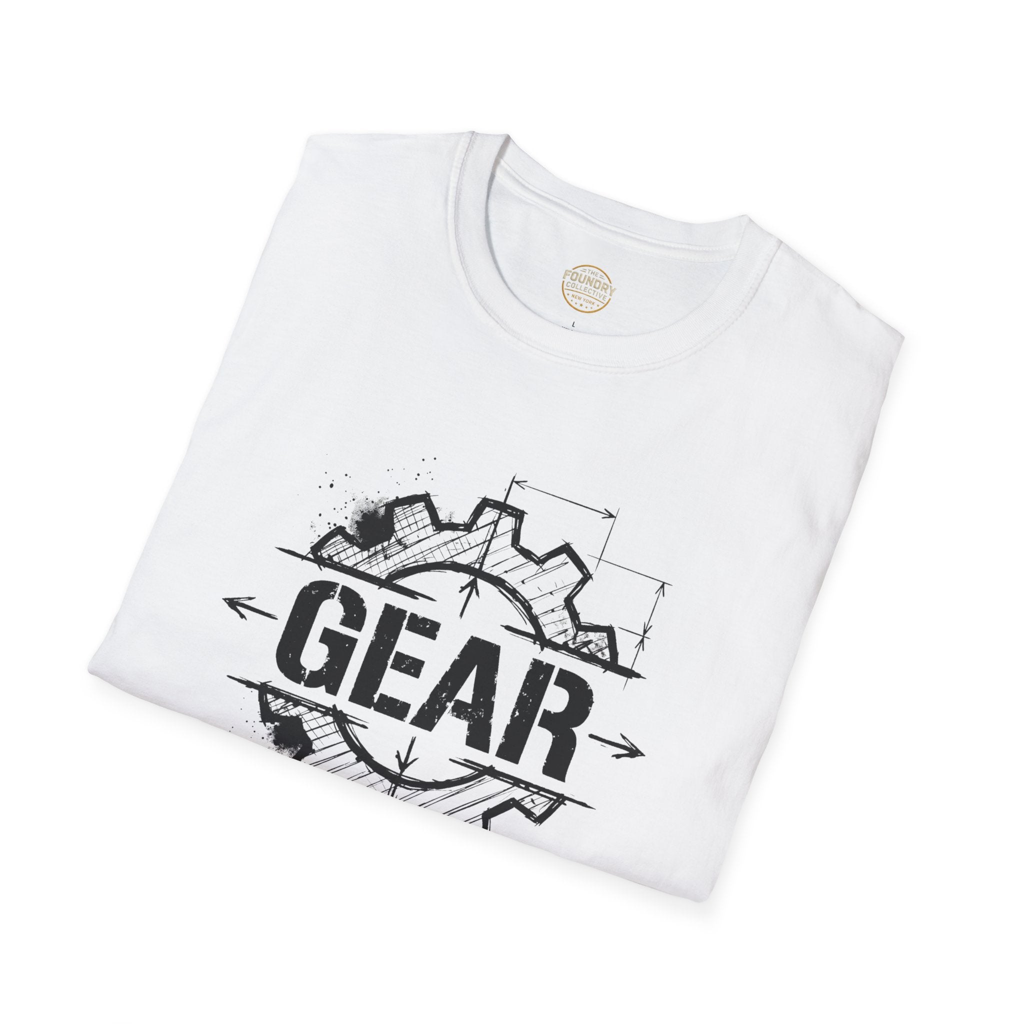 The Foundry Collective Gear Blueprint T-Shirt — Mechanical Engineering Sketch Tee - Creations by Chris and Carlos