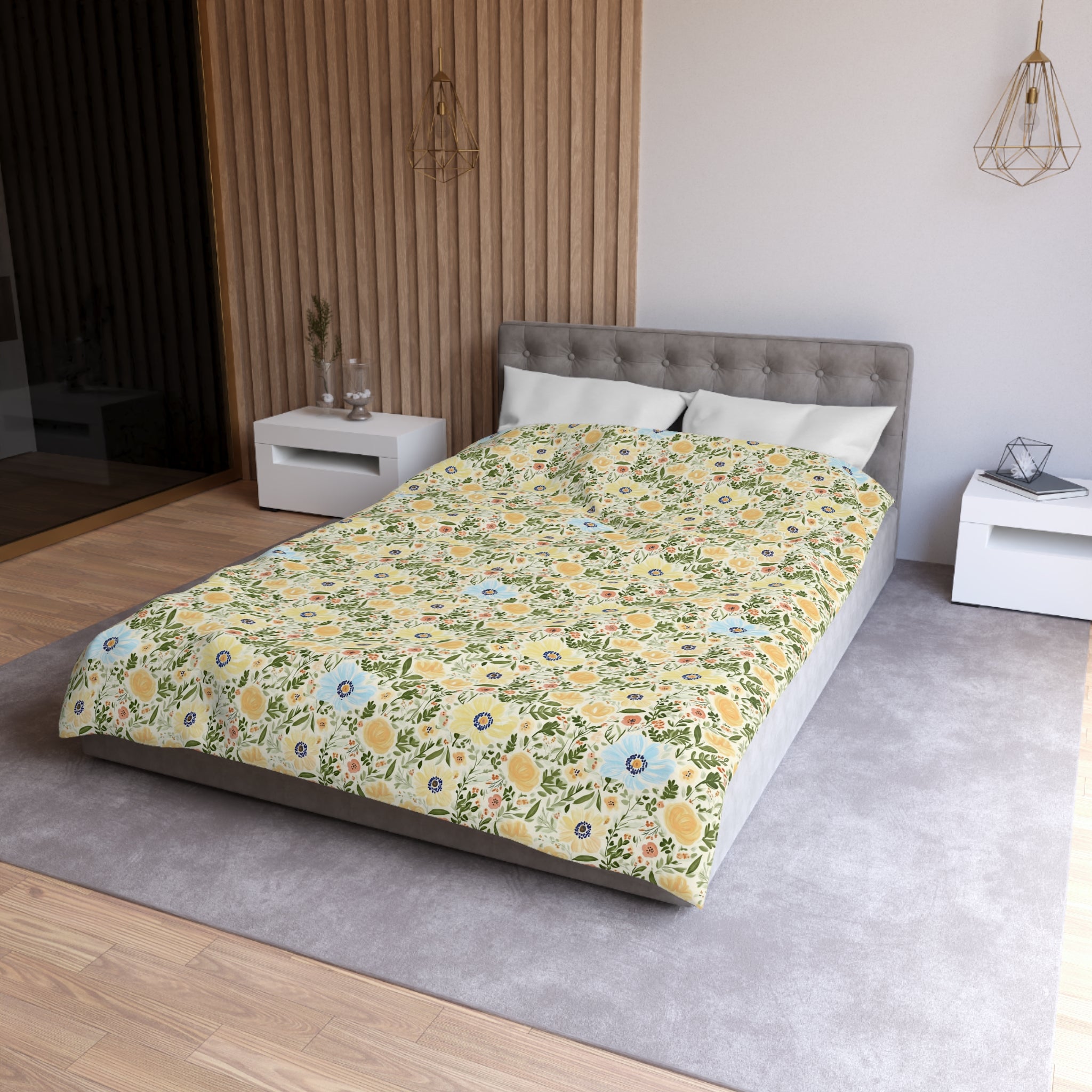 The Artisanal Flora Gallery Vintage Floral Duvet Cover — Pastel Wildflower Microfiber Bedding - Creations by Chris and Carlos