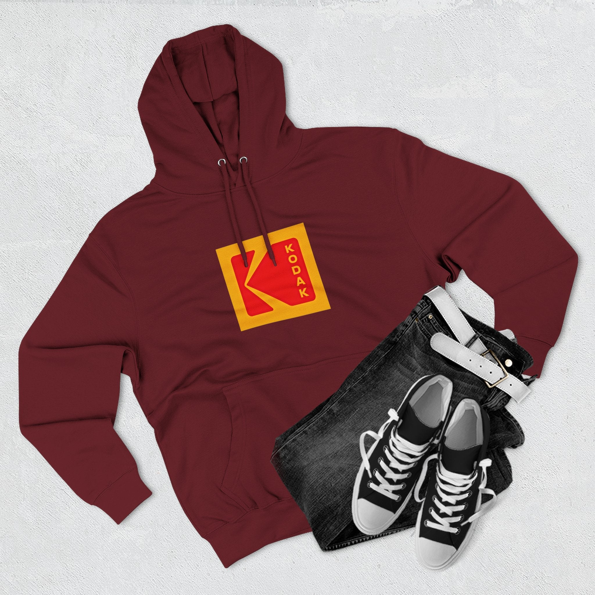 Kodak Logo Hoodie — Vintage Film Brand Graphic Fleece Hoodie - Creations by Chris and Carlos