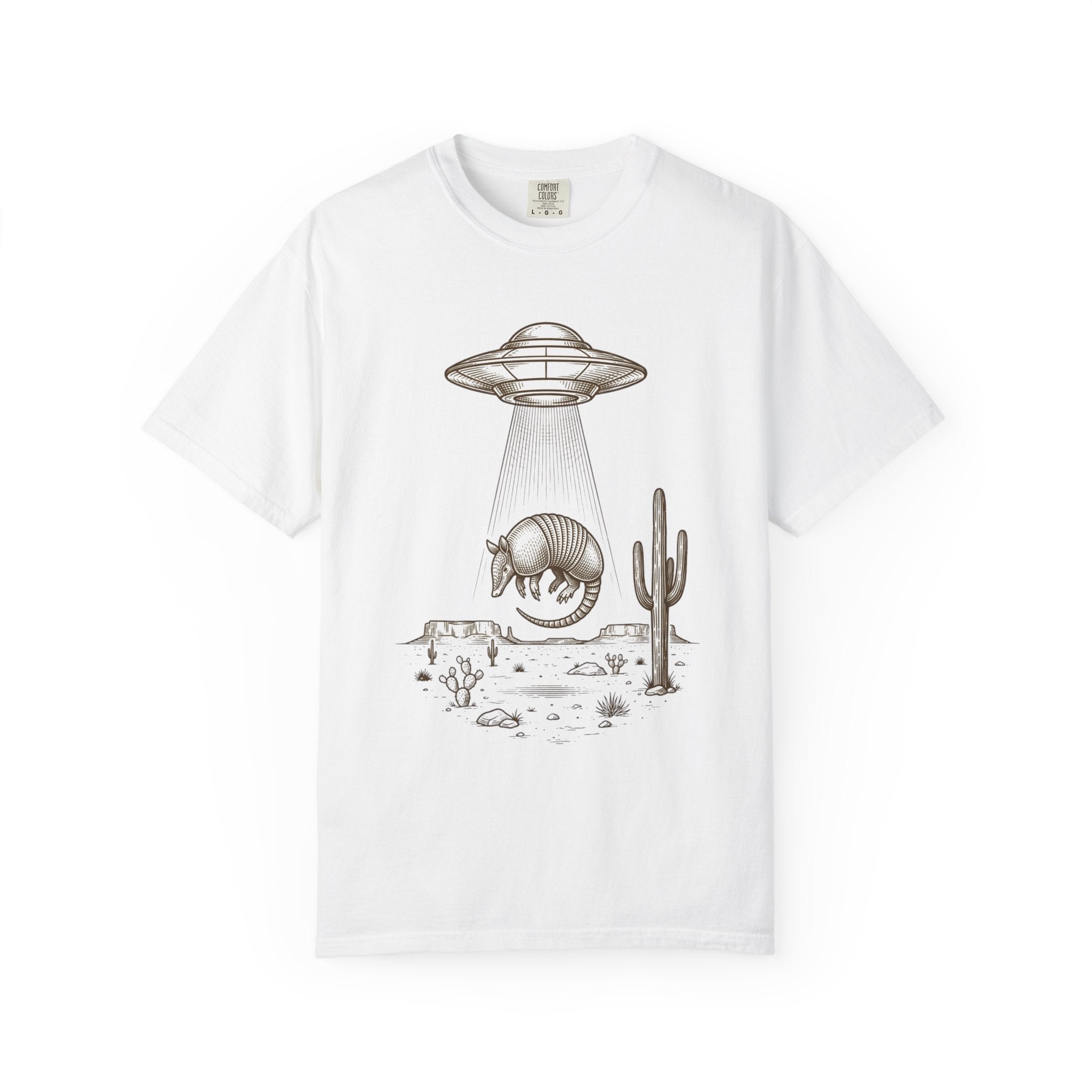 T-Shirt — Desert UFO Abduction Armadillo Graphic - Creations by Chris and Carlos