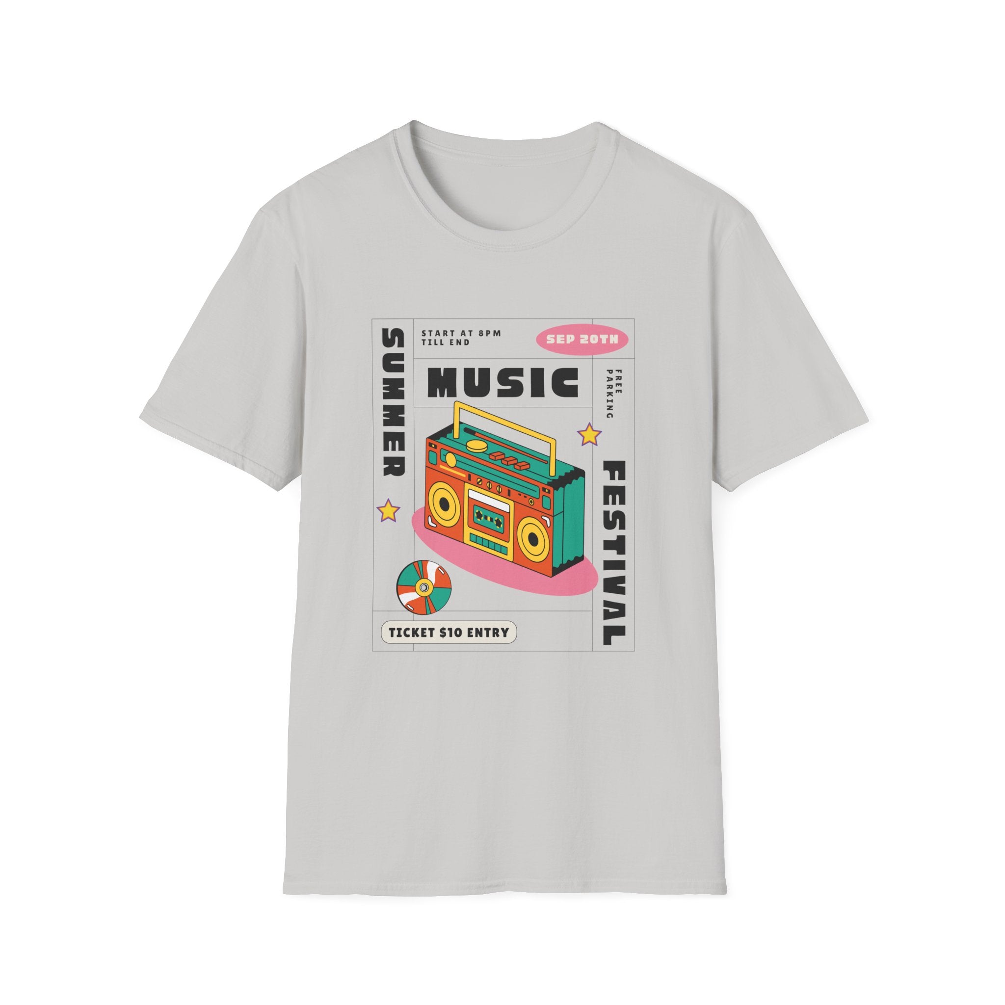 Music Festival T-Shirt — Retro Boombox Summer Festival Design - Creations by Chris and Carlos