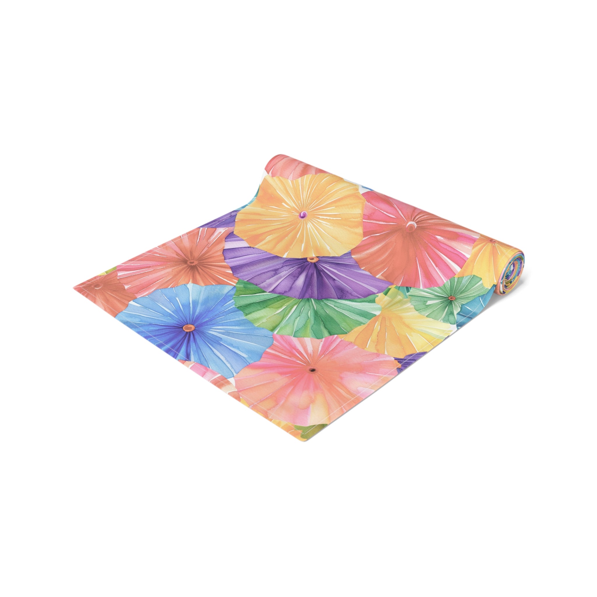 Floral Parasol Pattern Table Runner — Colorful Summer Umbrella Design - Creations by Chris and Carlos