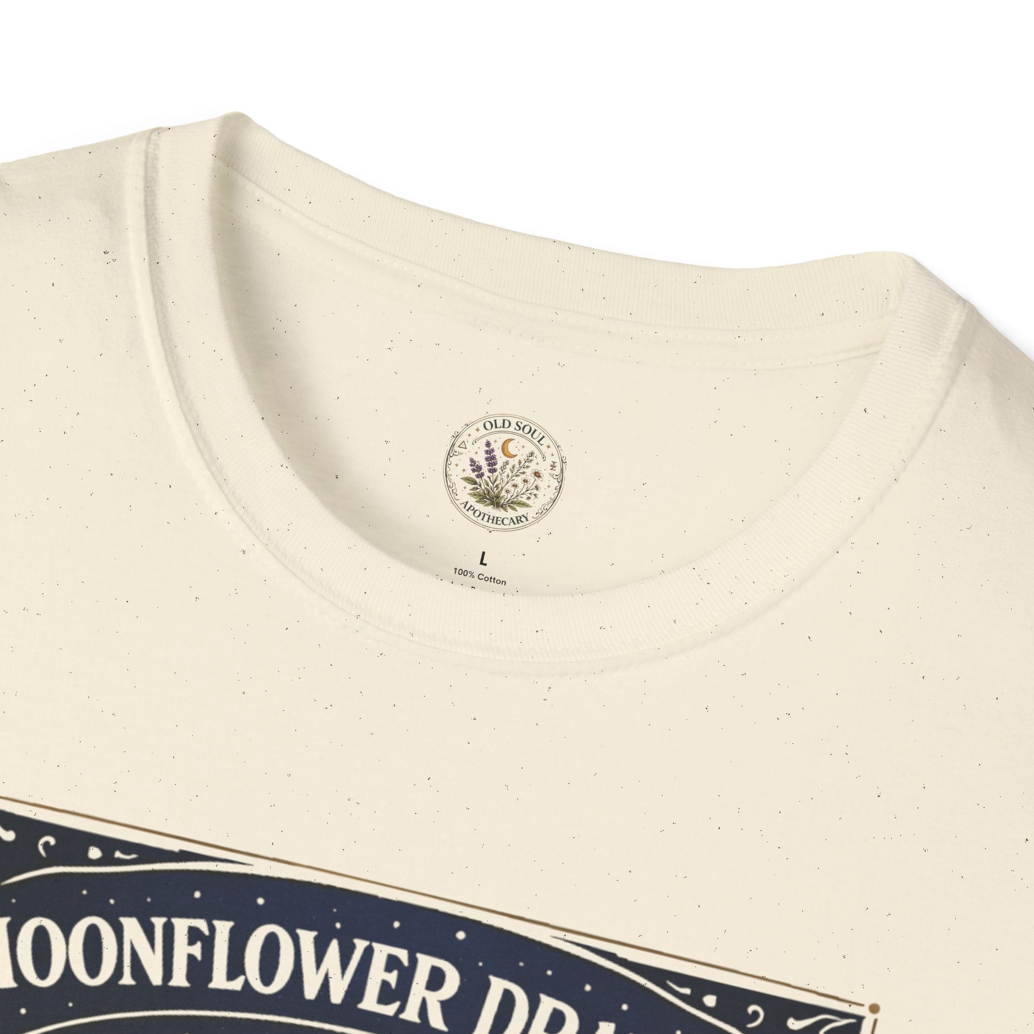 Old Soul Apothecary Moonflower Draught T‑Shirt — Botanical Moon Phase Graphic Tee - Creations by Chris and Carlos