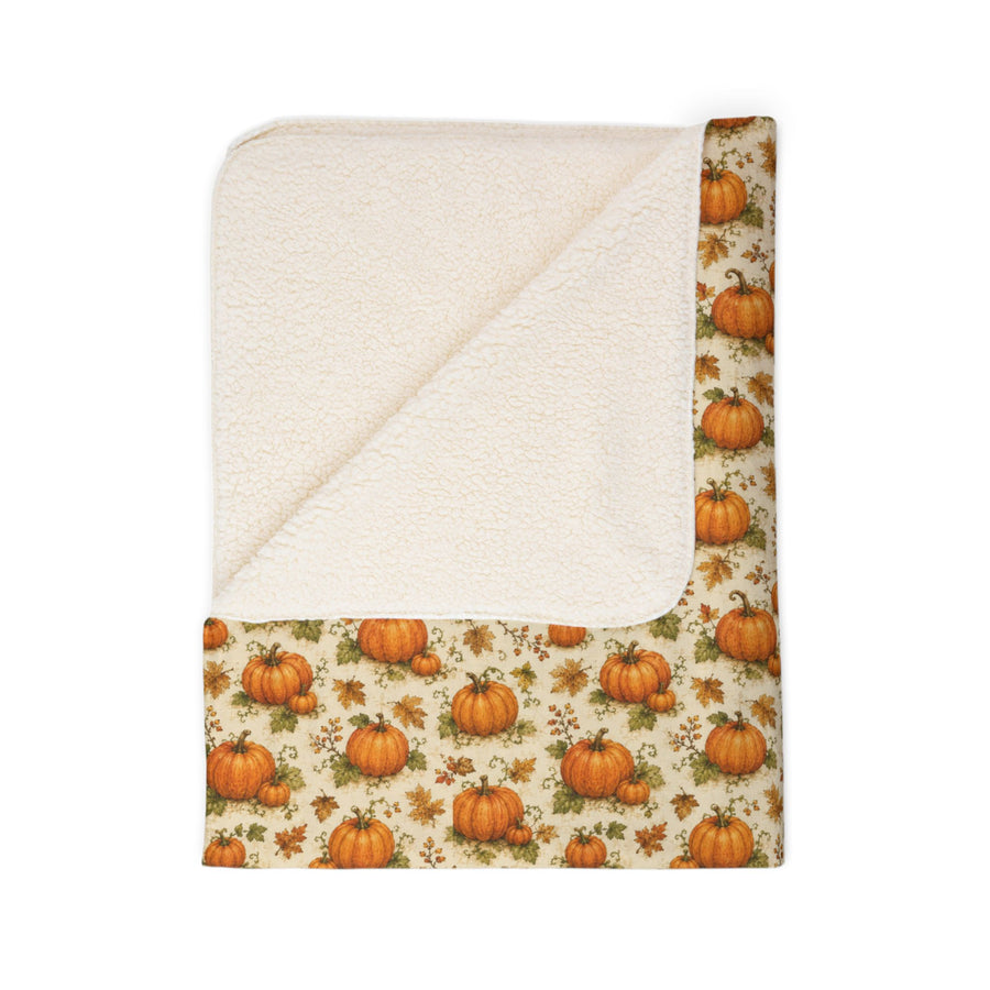 Pumpkin Patch Sherpa Blanket — Cozy Fall Fleece Throw