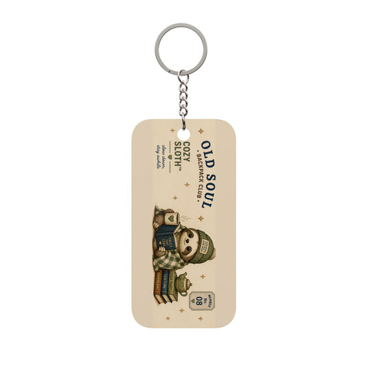 Old Soul Sloth Double-Sided Keychain Charm — Cute Retro Animal Keyring Gift - Creations by Chris and Carlos