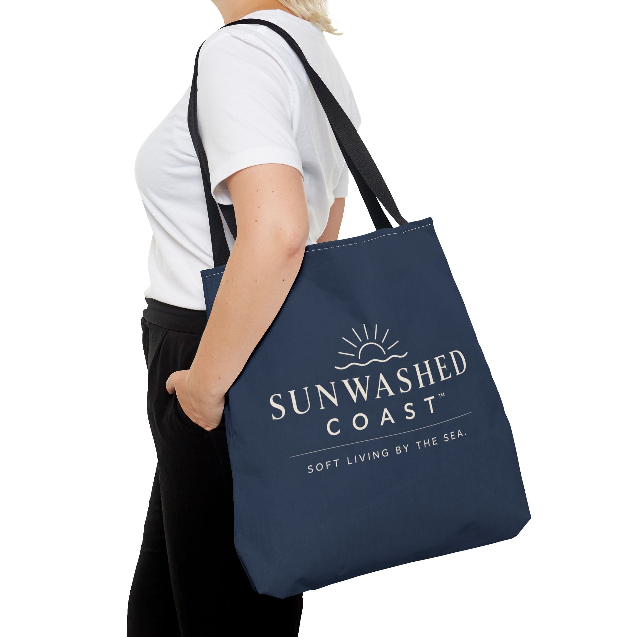Sunwashed Coast Tote Bag — 'Soft Living by the Sea' Coastal Canvas Shopper - Creations by Chris and Carlos