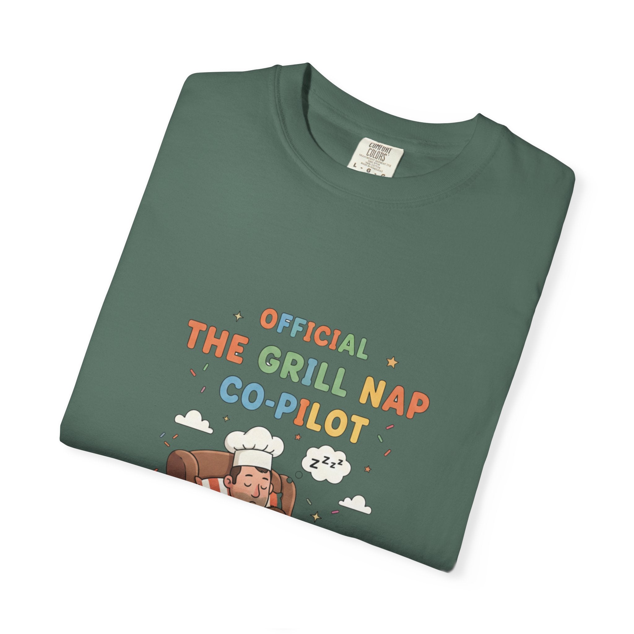 T-Shirt — "Official Grill Nap Co Pilot" Funny Retro Graphic Tee - Creations by Chris and Carlos