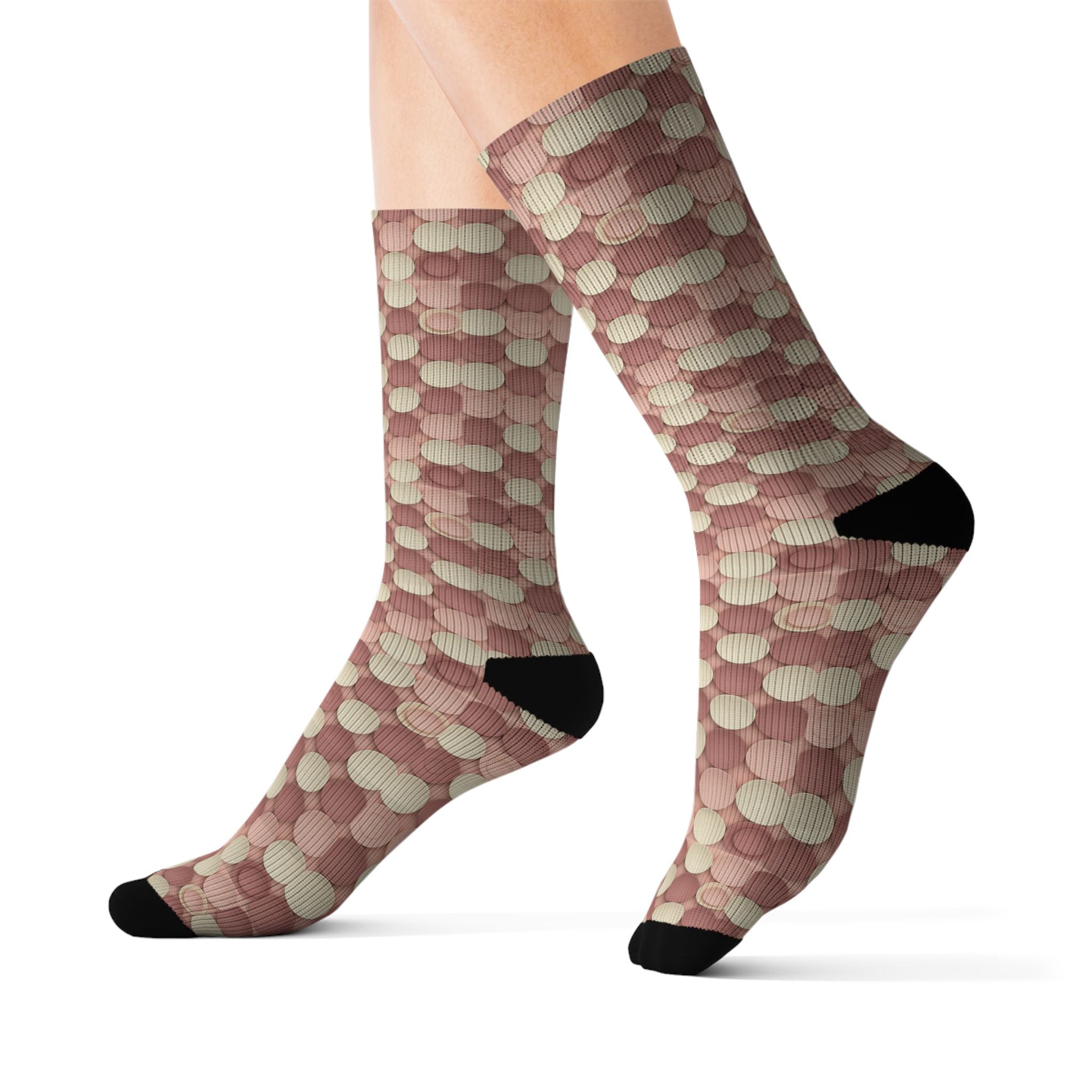 Prism Point Athletic Collection- Woven Rose Crew Socks Patterned Sublimation Socks - Creations by Chris and Carlos