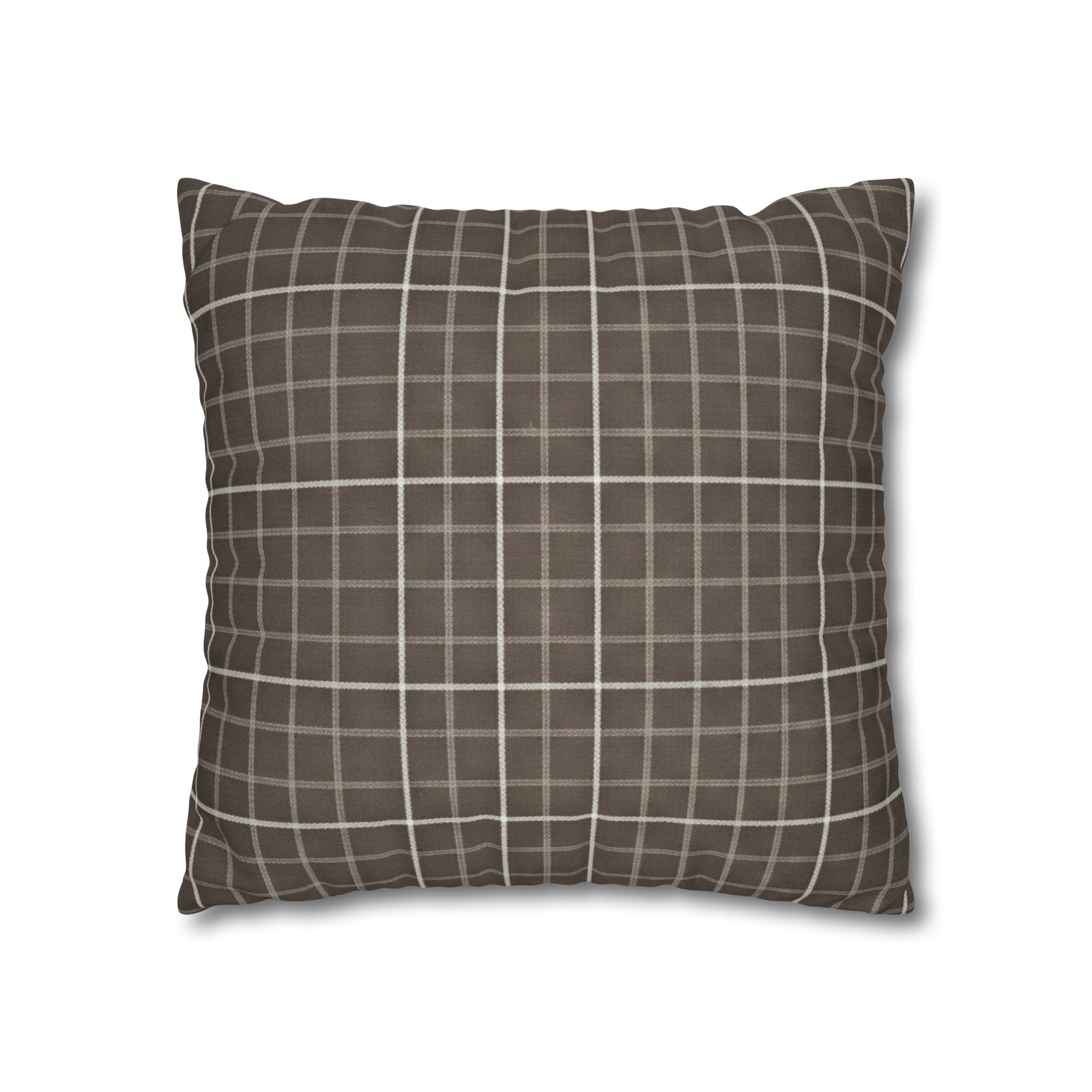 Brown Plaid Square Pillowcase — Cozy Farmhouse Throw Pillow Cover - Creations by Chris and Carlos