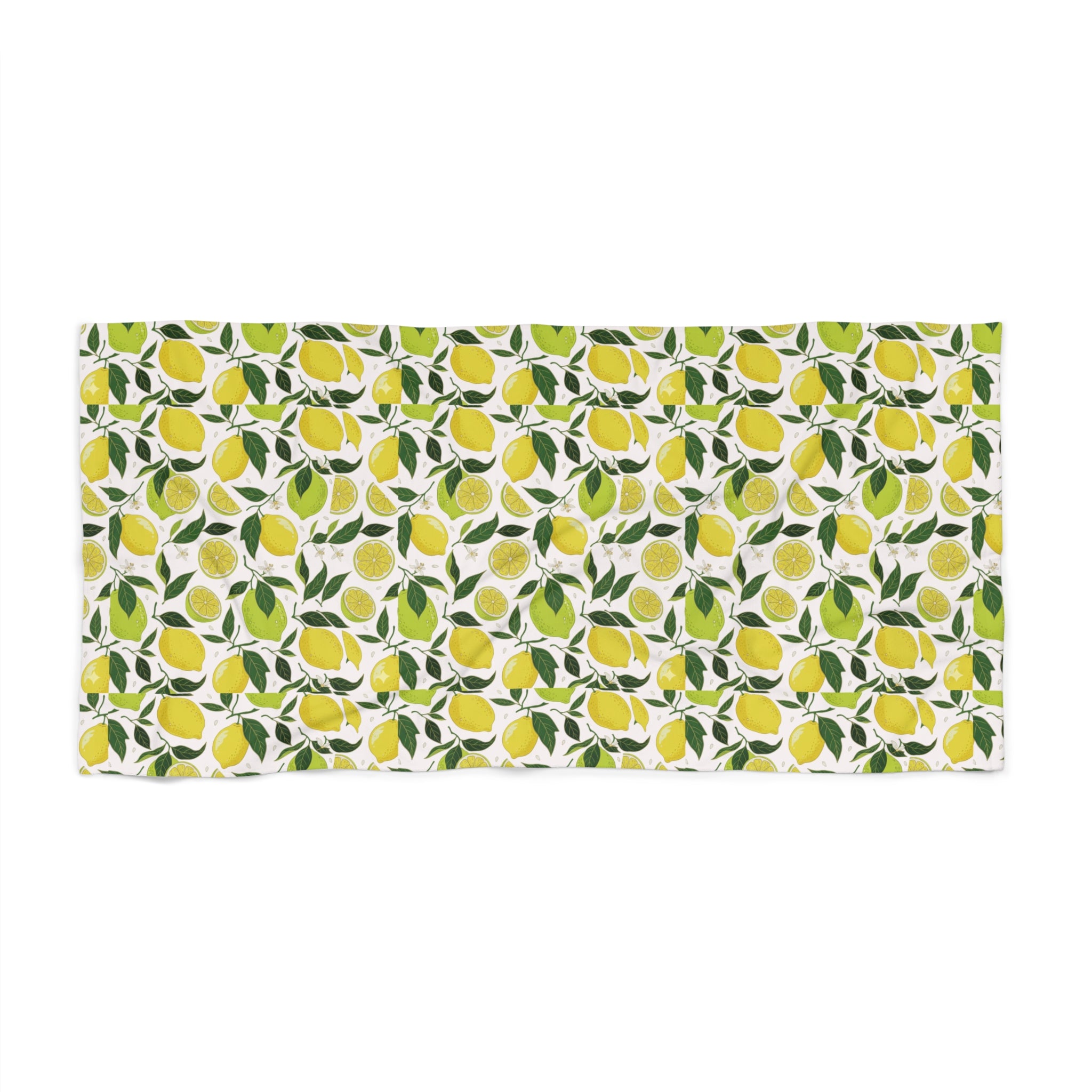 Lemon Grove Beach Towel — Bright Citrus Pattern Beach Towel - Creations by Chris and Carlos