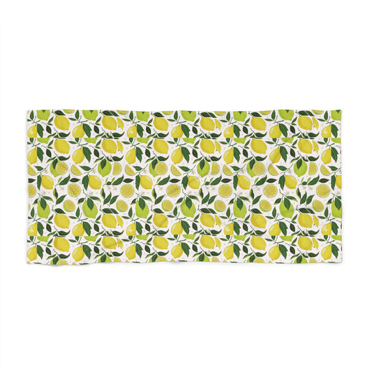 Lemon Grove Beach Towel — Bright Citrus Pattern Beach Towel - Creations by Chris and Carlos