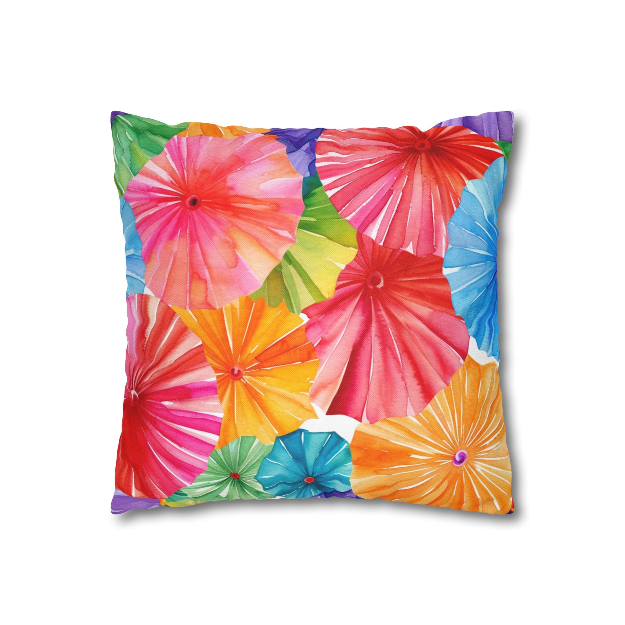 Sol y Alegría (Sun and Joy) Collection- Cactus Succulent Pattern Microfiber Blanket Soft Velveteen Throw for Home & Garden Lovers ropical Floral Throw Pillowcase — Colorful Umbrella Flower Design - Creations by Chris and Carlos