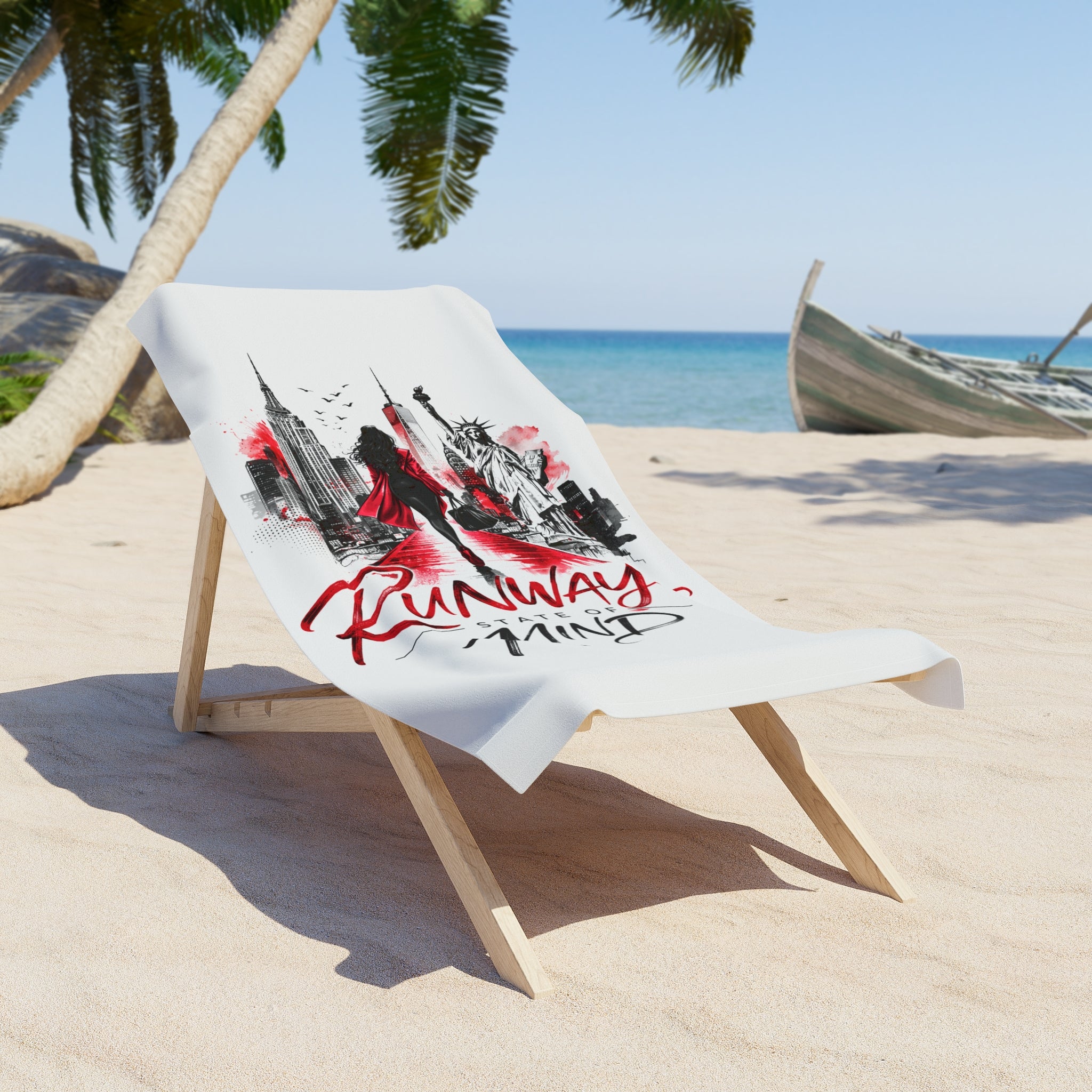 Runaway Mind Beach Towel — Urban Skyline Red & Black Graphic - Creations by Chris and Carlos