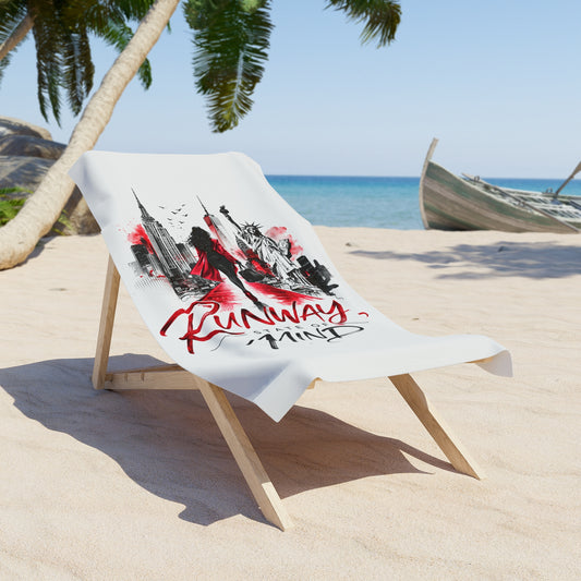 Runaway Mind Beach Towel — Urban Skyline Red & Black Graphic - Creations by Chris and Carlos
