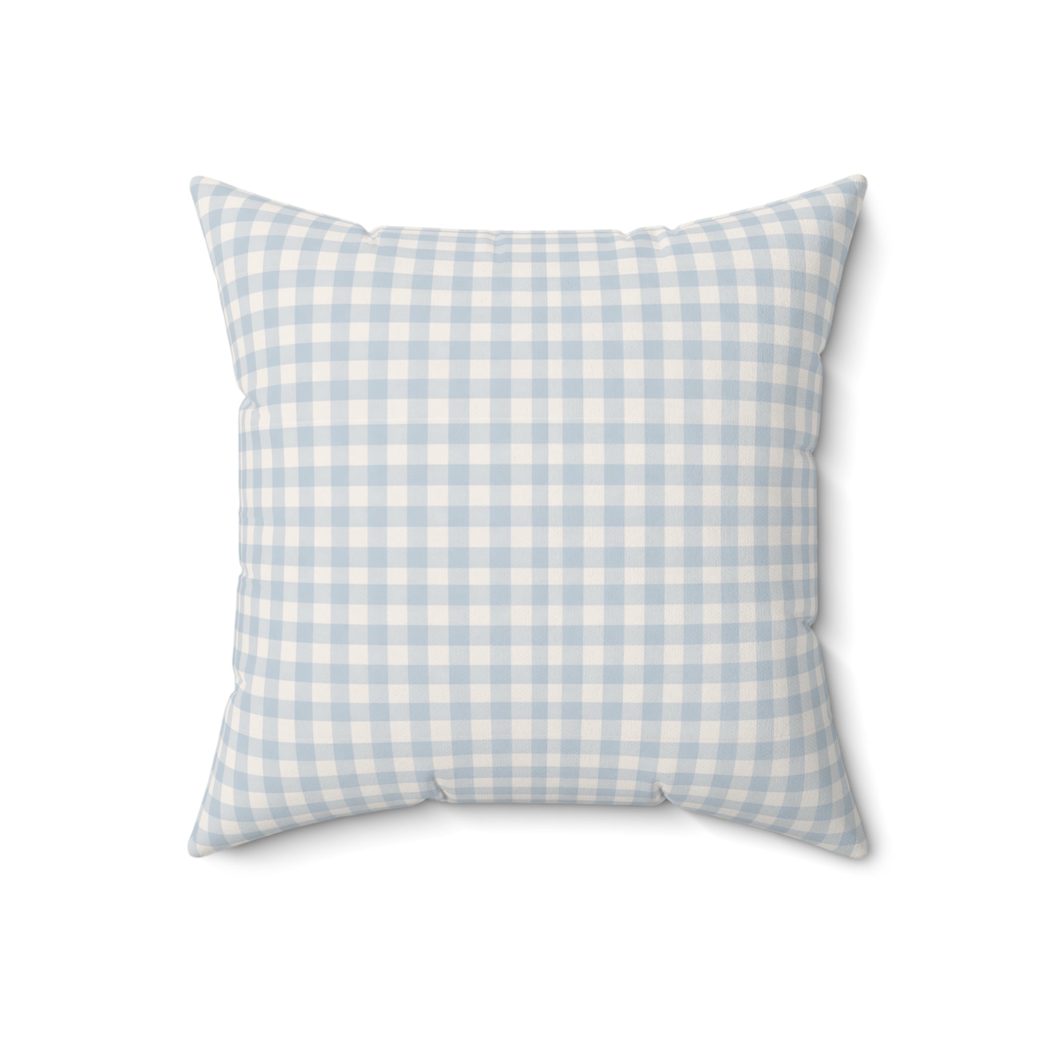 Gingham Faux Suede Square Pillow — Light Blue Check Decorative Throw Pillow - Creations by Chris and Carlos