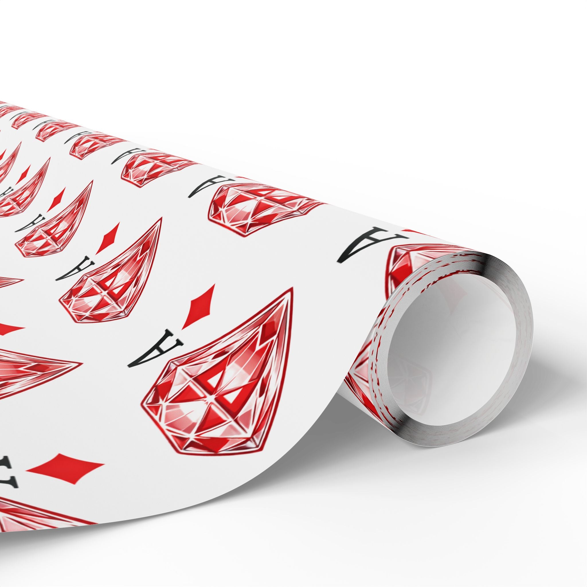 Wrapping Paper Roll — Red Ace of Diamonds Gem Pattern (Playing Card Gift Wrap) - Creations by Chris and Carlos