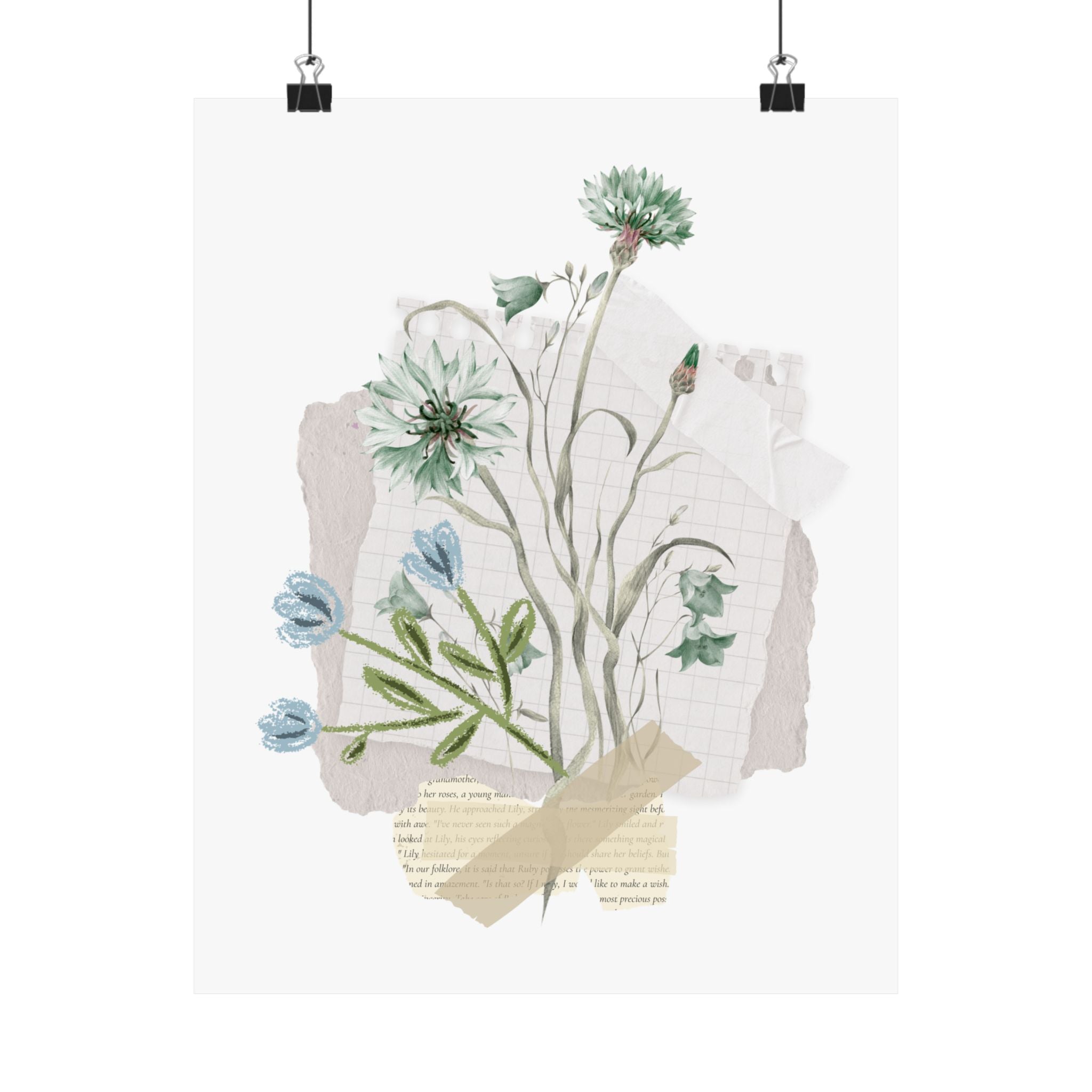 Briarwood Garden Botanical Collage Matte Poster — Vintage Wildflower Art Print (Vertical) - Creations by Chris and Carlos