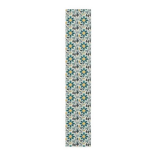 Sol y Alegría (Sun and Joy) Collection- Cactus Succulent Pattern Microfiber Blanket Soft Velveteen Throw for Home & Garden Lovers Teal Floral Table Runner — Boho Cotton-Blend Dining Decor - Creations by Chris and Carlos