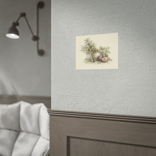 Botanical Fig & Olive Still Life Rolled Poster — Vintage Kitchen Wall Art - Creations by Chris and Carlos