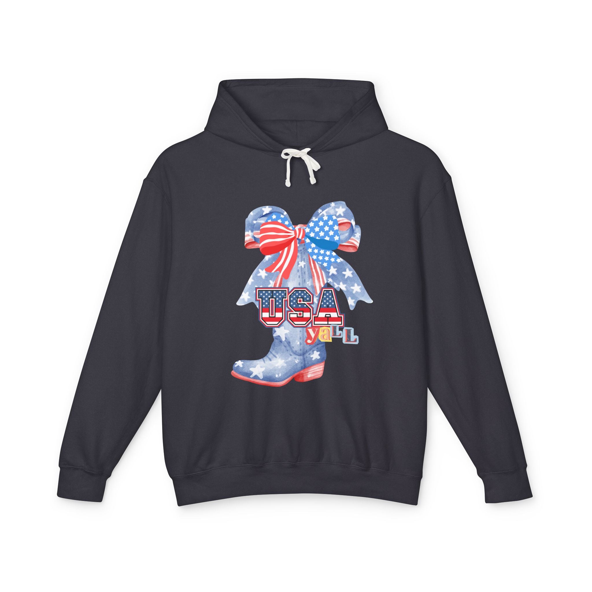 Patriotic Cowboy Boot Hoodie - USA Y'all 4th of July Sweatshirt - Creations by Chris and Carlos