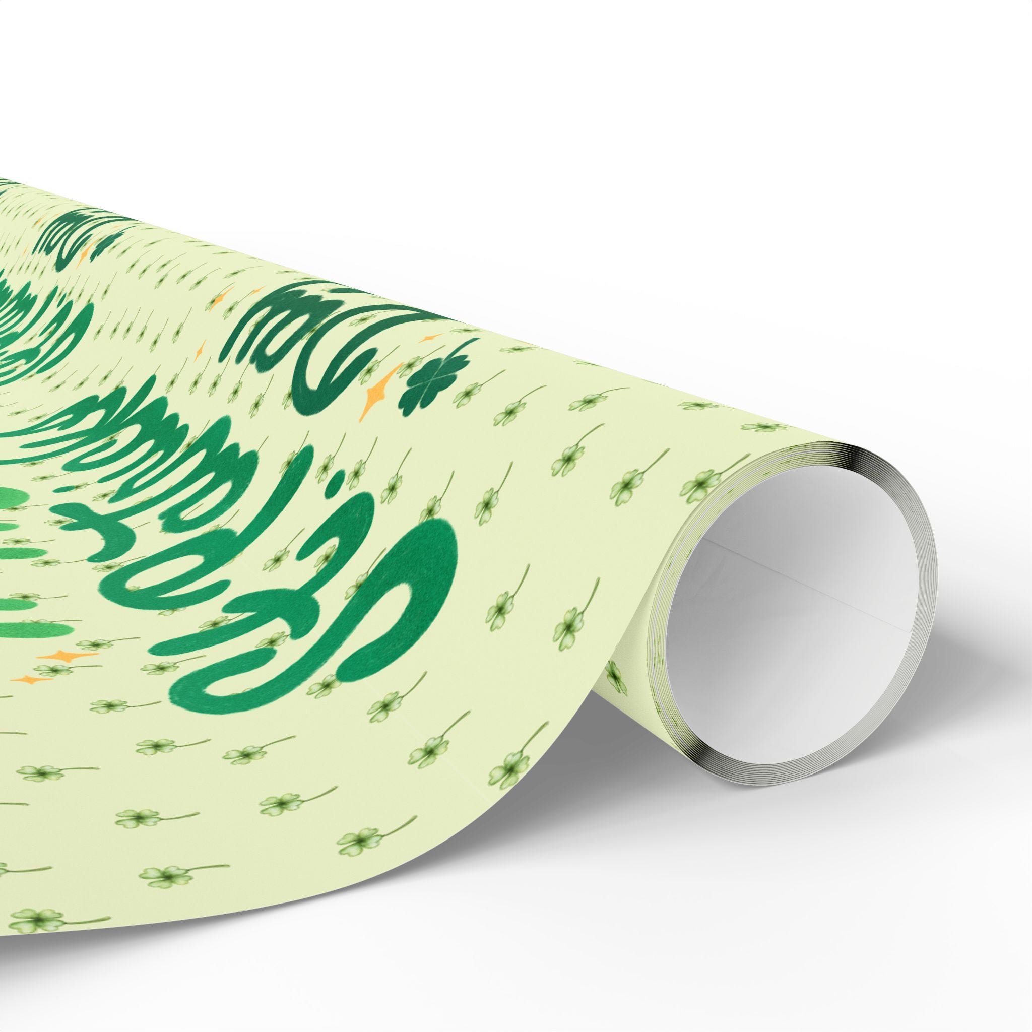 Wrapping Paper Roll — 'Happy St. Patrick's Day' Green Script Pattern - Creations by Chris and Carlos