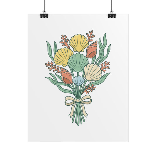 Seashell Bouquet Poster — Coastal Floral Wall Art Print - Creations by Chris and Carlos