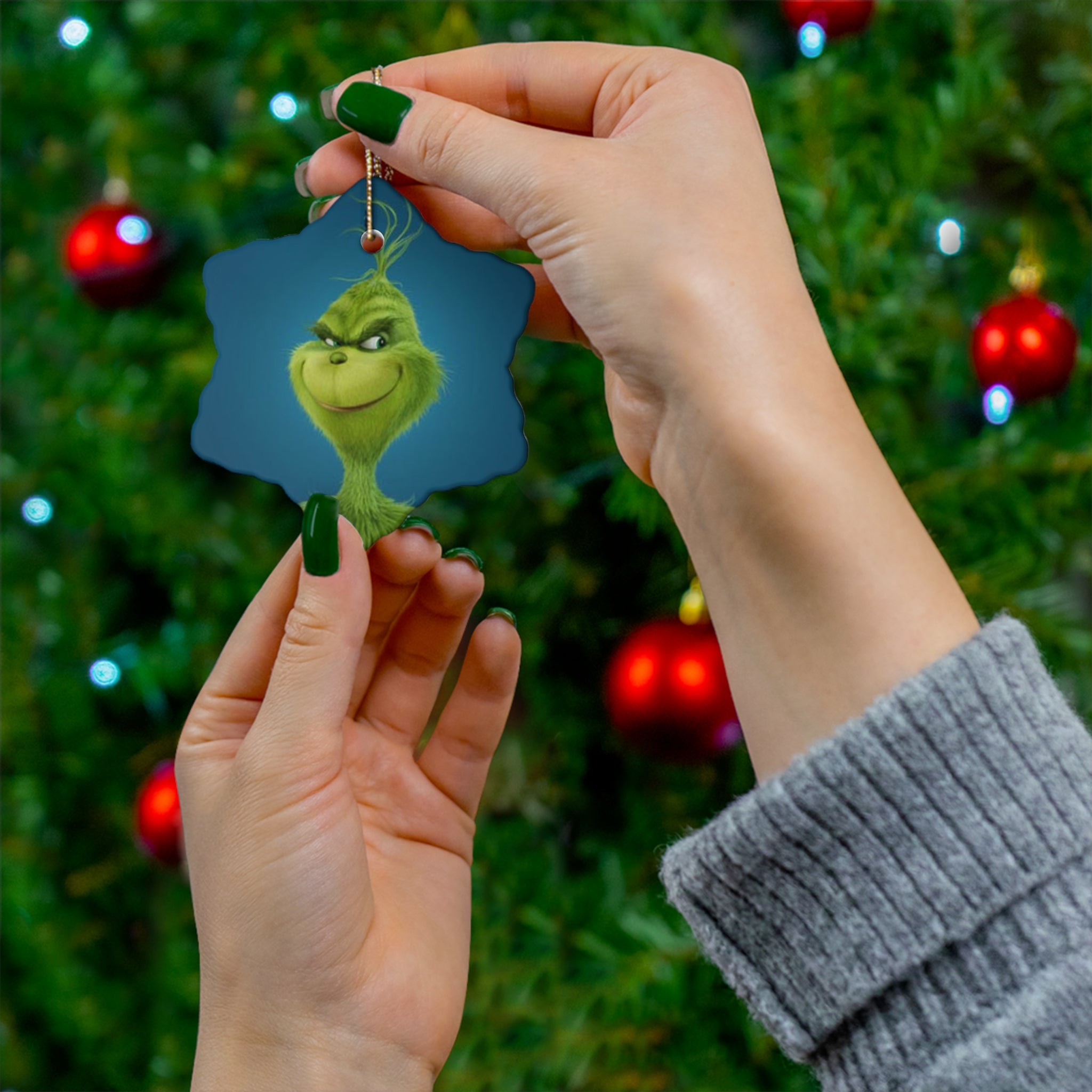 The Grinch Ceramic Ornament, 4 Shapes - Creations by Chris and Carlos