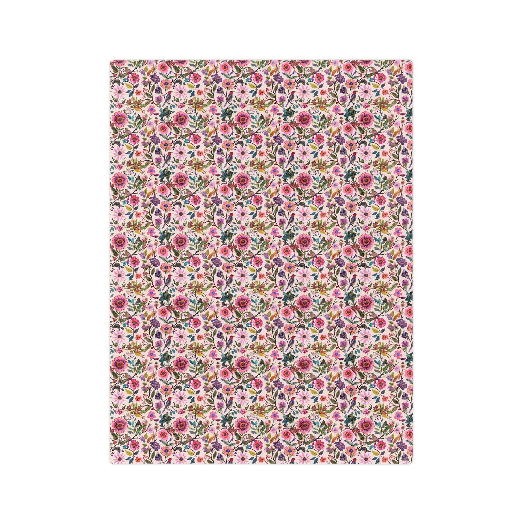 Floral Velveteen Microfiber Blanket — Pink Garden Rose Pattern, Soft Cozy Throw for Bedroom & Gifts - Creations by Chris and Carlos
