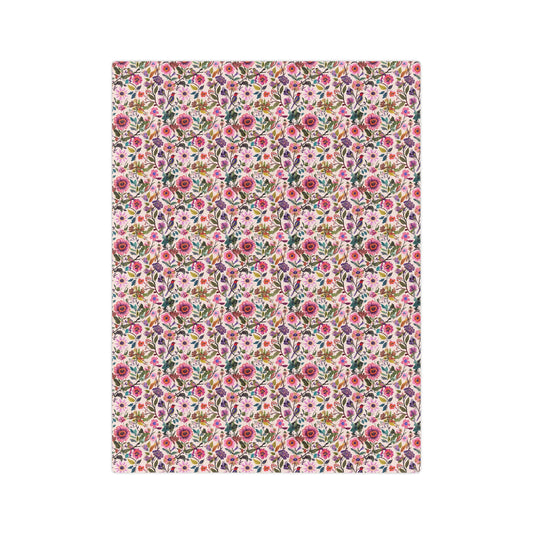 Floral Velveteen Microfiber Blanket — Pink Garden Rose Pattern, Soft Cozy Throw for Bedroom & Gifts - Creations by Chris and Carlos