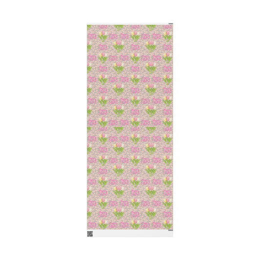 Easter Floral Tulip Wrapping Paper Roll — Pink Vintage Bouquet Gift Wrap - Creations by Chris and Carlos
