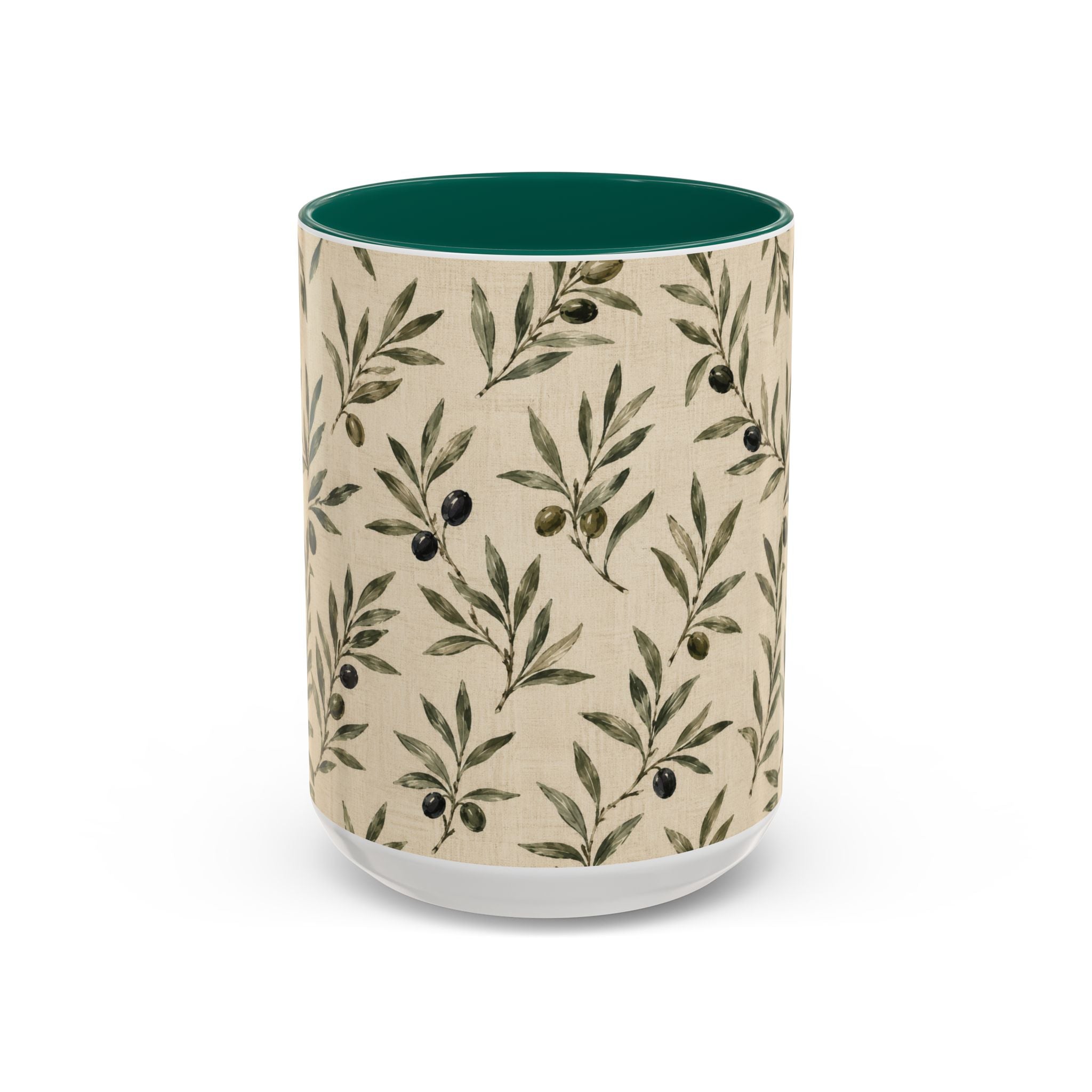 Olive Branch Pattern Ceramic Mug (11oz, 15oz) - Creations by Chris and Carlos