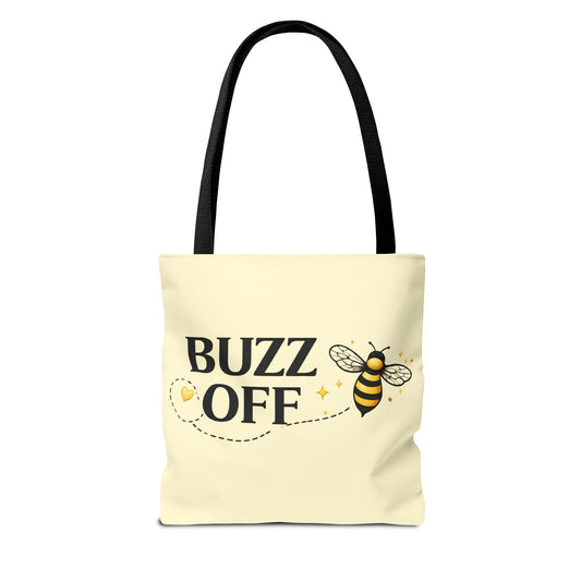 Buzz Off Bee Tote Bag – Cute Bee Graphic Canvas Shopping Tote - Creations by Chris and Carlos