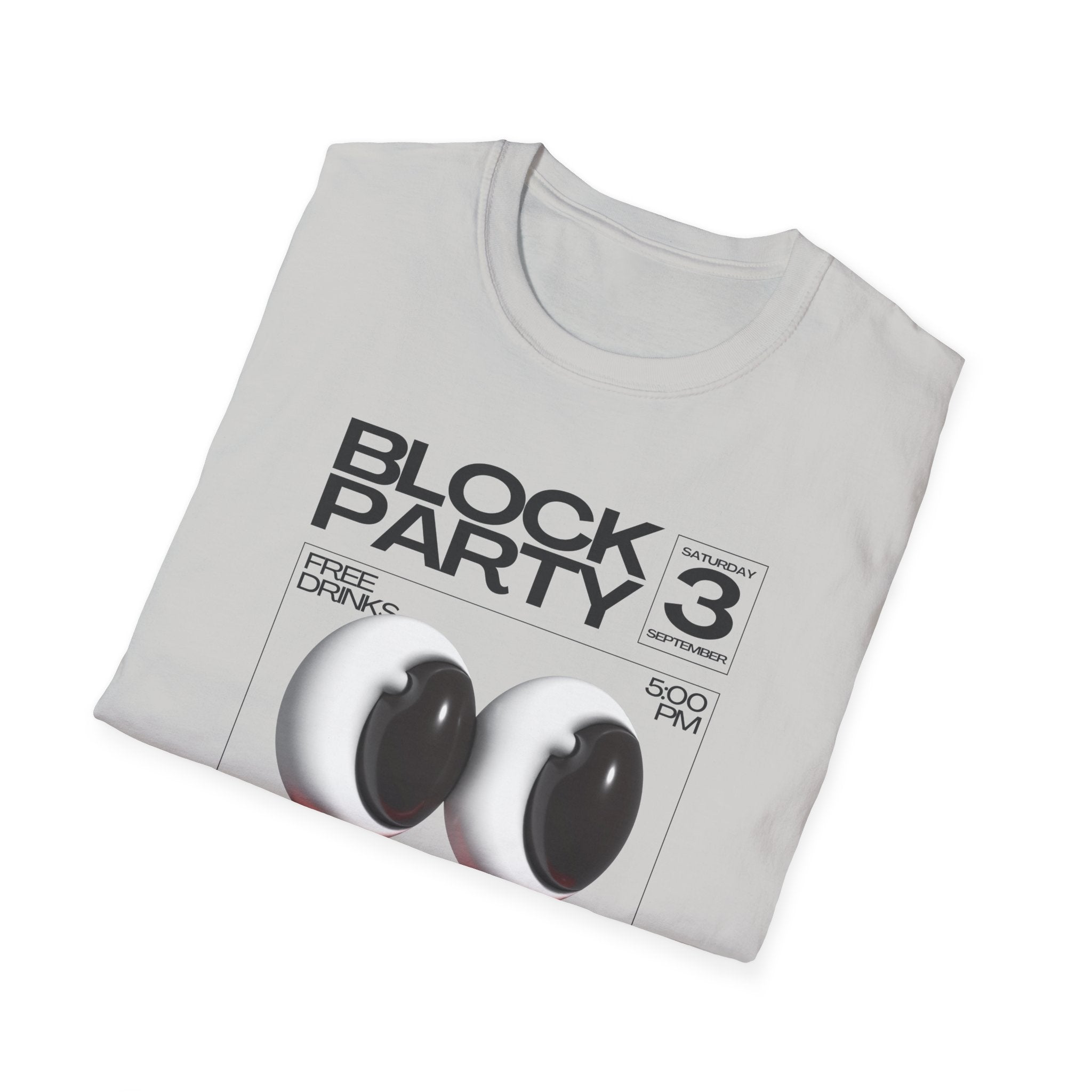 Block Party 3 Graphic Tee — 3D Smile Face Music Festival T-Shirt - Creations by Chris and Carlos