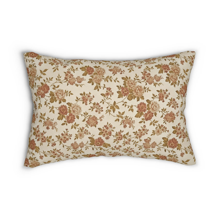Plumstead Manor- Ivory All Over Vintage Floral Lumbar Pillow, Decorative Cushion, Boho Home Decor, Couch Accent - Creations by Chris and Carlos
