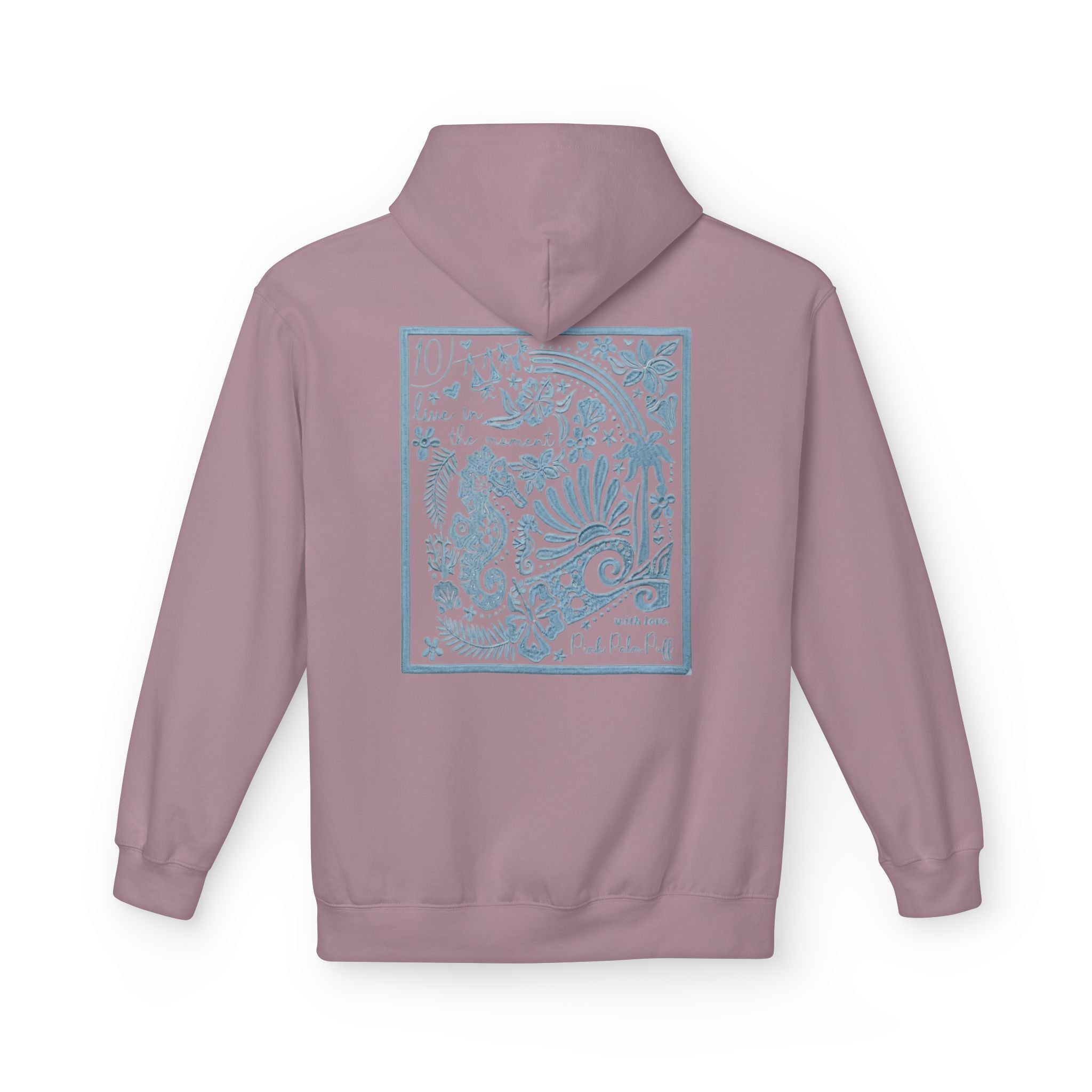 Pinky Palmtree Puff Floral Graphic Hoodie — Vintage Botanical Note Print - Creations by Chris and Carlos