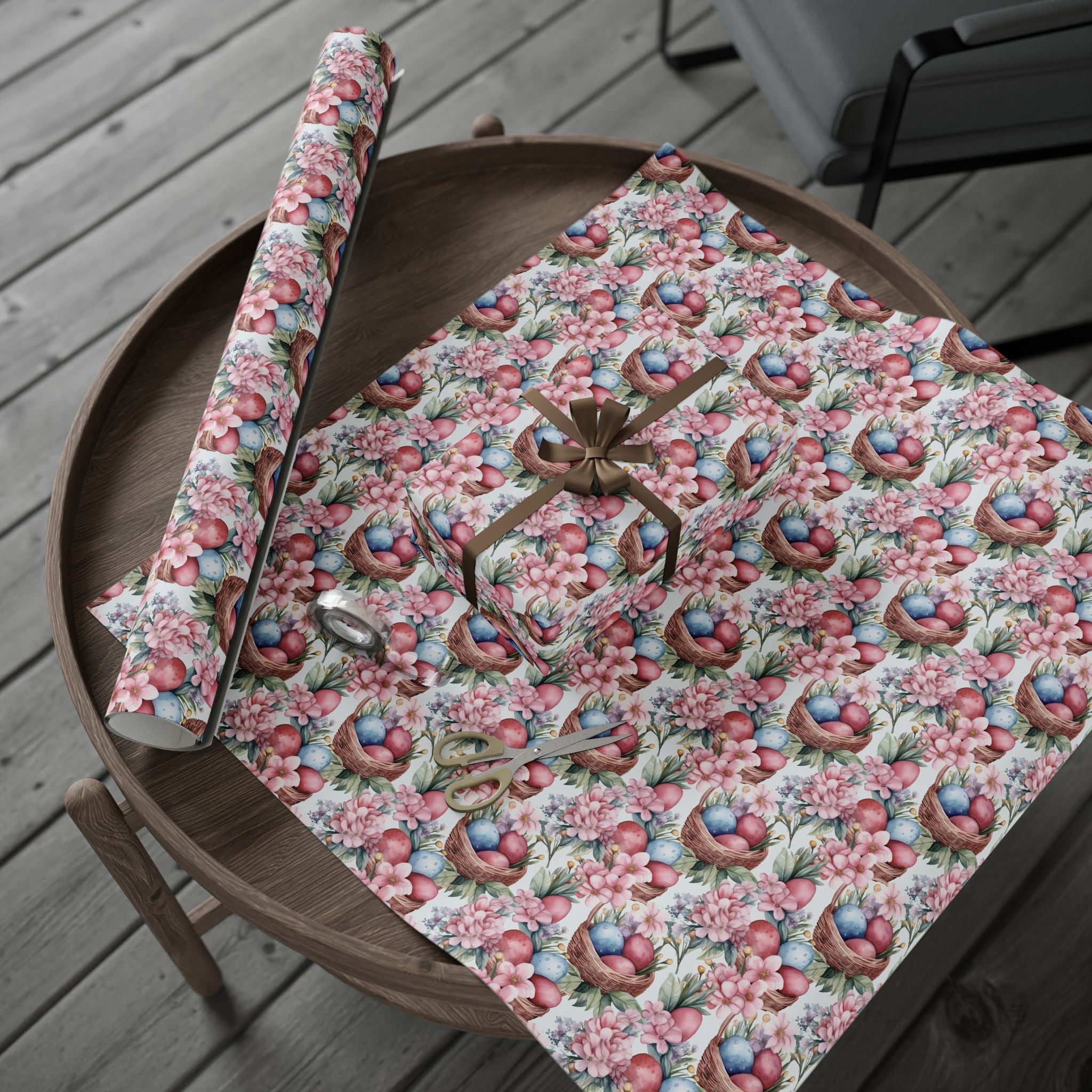 Easter Pastel Bunny & Eggs Wrapping Paper Roll — Floral Spring Gift Wrap - Creations by Chris and Carlos