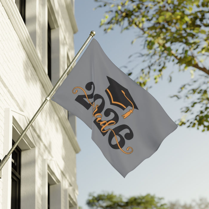 2026 Grad Double-Sided Flag — Graduation Cap Class of 2026 Celebration Banner