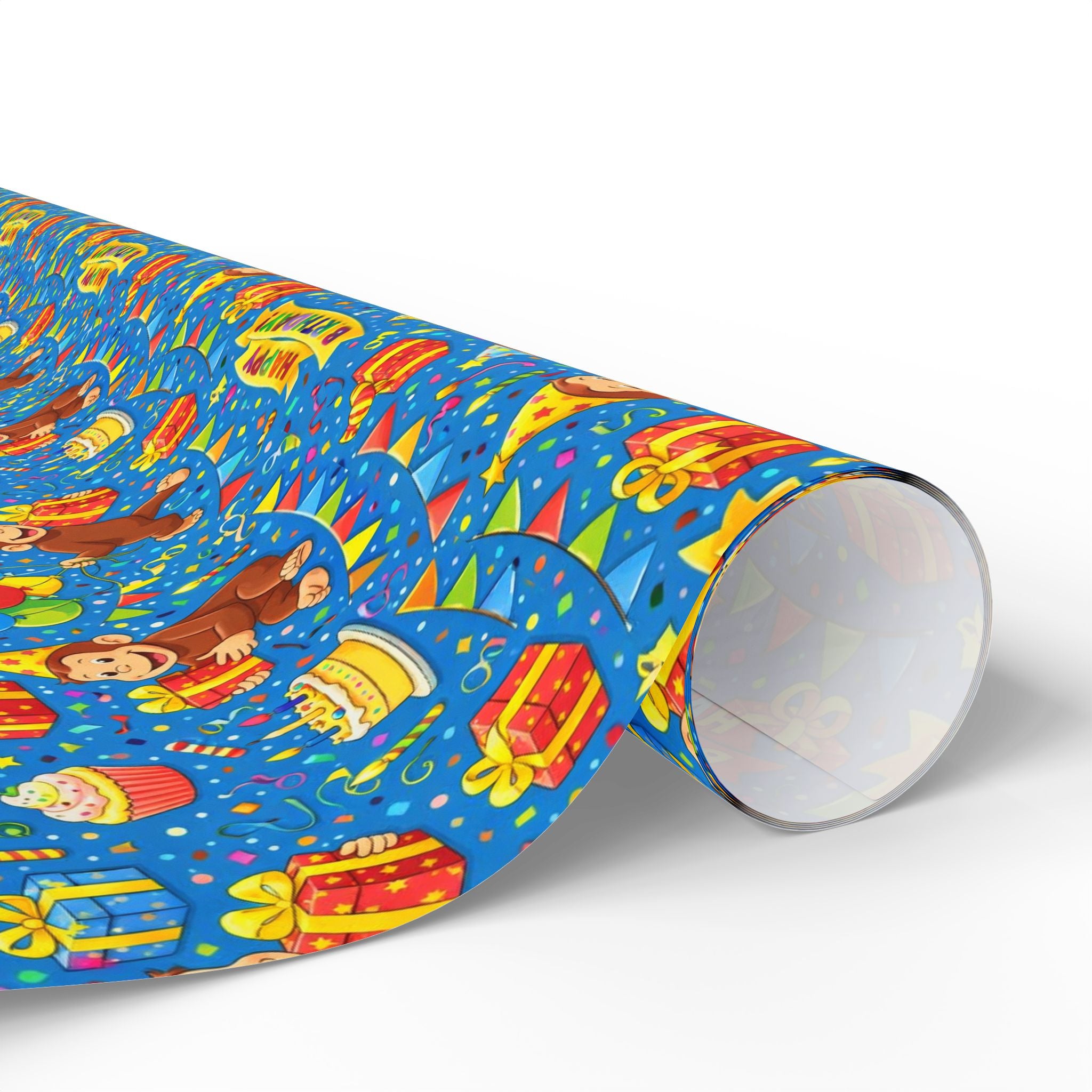 Wrapping Paper Roll — Colorful Birthday Presents & Party Curious George Animals Gift Wrap - Creations by Chris and Carlos